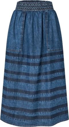 Lollys Laundry Kay LL Midi Rok - Dames - Spijkerrokken - Blauw - L - Katoen - Rokken