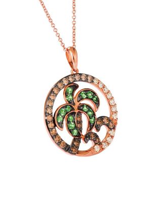 Le Vian Ombre 14K Rose Gold 0.95 Ct. Tw. Diamond & Tsavorite Pendant Necklace