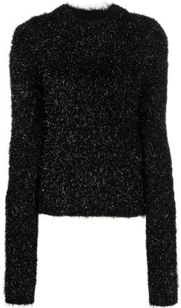 Alberta Ferretti glittered puff-sleeved jumper - Black