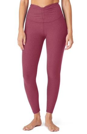 Beyond Yoga Space Dye V-Waist Leggings in Smooth Mauve Heather at Nordstrom, Size X-Large