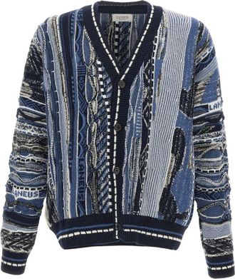 Laneus Boxy Jacquard Vest - Heren - Truien - Blauw - Maat: XL Wol