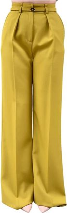 Elisabetta Franchi Broek met Riem - Dames - Wijde Broeken - Groen - XS - Broeken