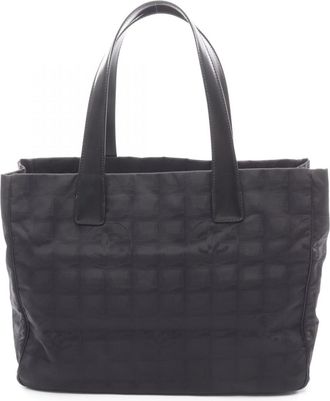Chanel Black Leather Nylon Canvas Handbag Tote Bag (Pre-Owned)