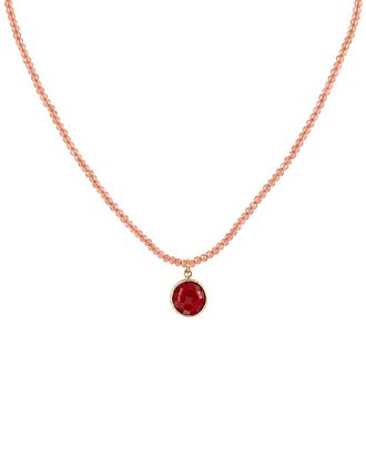 Jewelmak 14K Peach Moonstone Necklace