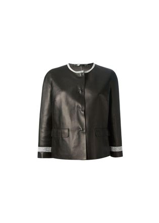Dolce & Gabbana black leather cropped jacket Size XS