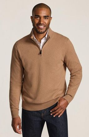 Lands End Fine Gauge Cashmere Quarter Zip in Classic Camel at Nordstrom, Size Xx-Large