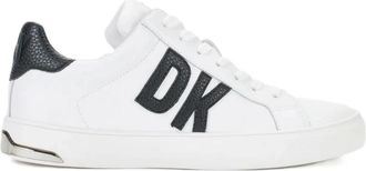 DKNY Abeni Logo Low-Top Sneaker - Dames - Sneakers - Wit - 40 1/2 EU - Leer - Schoenen