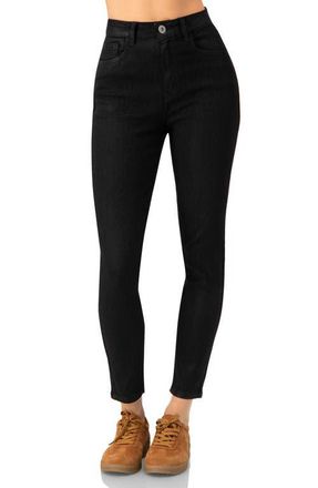 Ivonne Skinny Jeans with Button and Patch Pockets in Black at Nordstrom, Size 14
