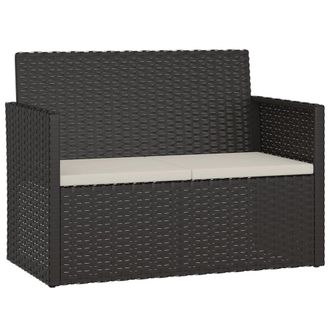 vidaXL Banco De Jard&iacute;n Con Cojines Rat&aacute;n Sint&eacute;tico Negro 105 Cm Vidaxl