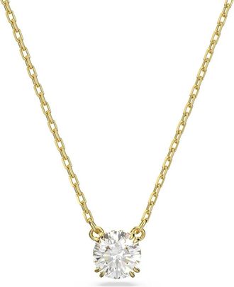 Swarovski Halsketten - Constella Necklace Round cut Gold-tone plated - Gr. unisize - in Weiß - für Damen