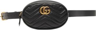 Gucci Pre-owned Quilted Belt Bag - Dames - Vintage Heuptassen - Zwart - ONE Size - Leer - Vintage