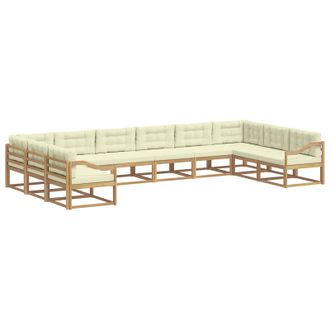 vidaXL Conjunto De Sof&aacute;s De Exterior 10 Uds. Blanco Y Crema Vidaxl