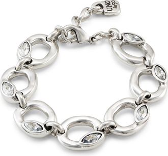 UNOde50 Sterling Silver Plated Metal Alloy Median Link Bracelet With Faceted Crystals