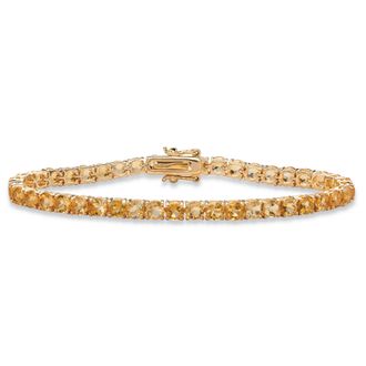 Palm Beach Jewelry 8.60 TCW Genuine Yellow Citrine Yellow Gold-Plated Tennis Bracelet 7.25