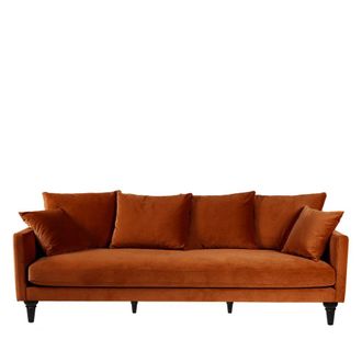 DRAWER Sof&aacute; de 4 plazas en terciopelo con patas torneadas - &Oacute;xido