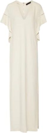 Elie Saab Cream Frill Sleeves Maxi Dress Size XXS