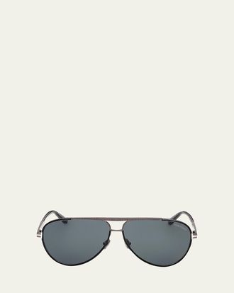 Tom Ford Mens Rupert 02 63mm Metal & Acetate Aviator Sunglasses