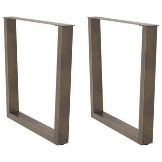 Berkfield Home Dining Table Legs V-Shape 2 pcs Natural Steel 90x(72-73.3) cm Steel in Brown