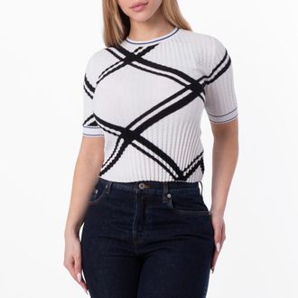 Burberry Crinkled Check Cotton Top, Size X-Small