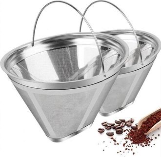 OEM Dos Filtros De Caf&eacute; Reutilizables De Acero Inoxidable Tama&ntilde;o 4, Aptos Para La Preparaci&oacute;n Manual De Caf&eacute; Filtrado, No Se Necesita Papel De Filtro