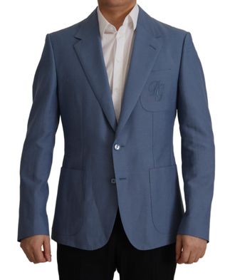 Dolce & Gabbana Blauwe Blazer Dg Geborduurd Patch