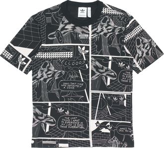 adidas originals Graphic Tee Printing Sports Round Neck Short Sleeve Black GN3346