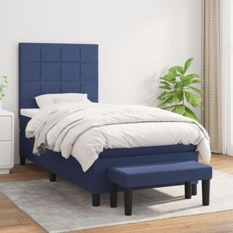 vidaXL Vidaxl - Cama Box Spring Con Colch&oacute;n Tela Azul 80x200 Cm