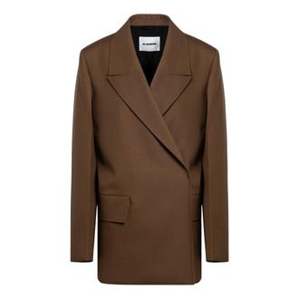 Jil Sander Jassen, Dames, Bruin, S, Wol, Double-Breasted Jas