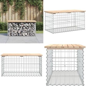 vidaXL Panca Giardino Design Gabbione 83x44x42 cm Legno Massello Pino - Panca da esterno - Panca in legno