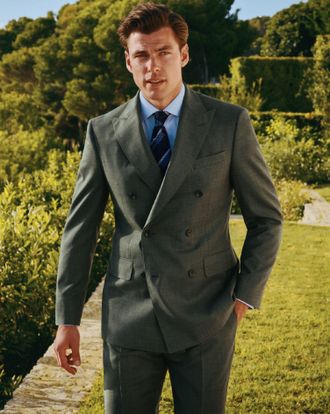 CHARLES TYRWHITT Double Breasted Ultimate Performance Sharkskin Suit Jacket - Forest Green Size 40R by Charles Tyrwhitt