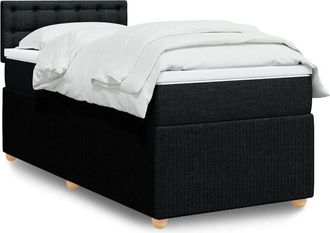 vidaXL Cama Box Spring Con Colch&oacute;n Tela Negro 90x200 Cm Vidaxl