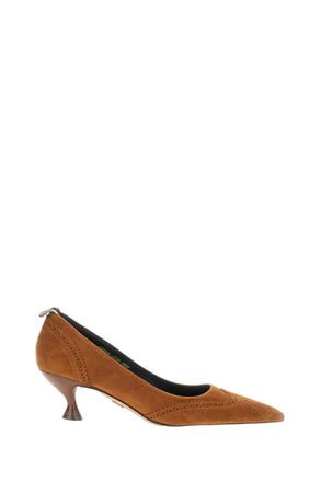 Thom Browne Wingtip Brogue Pump in Premium Velukid Suede