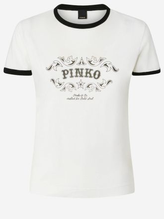 Pinko Pinko Baumwoll-T-Shirt mit Logo-Print