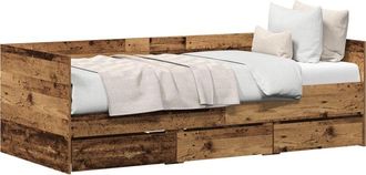 vidaXL Marco de diván con cajones con cajón Madera vieja 90 x 200 cm Vidaxl