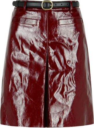 Self Portrait Burgundy Leather Miniskirt