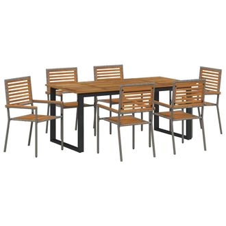 vidaXL Conjunto De Comedor De Jard&iacute;n 7 Pcs Gris Vidaxl