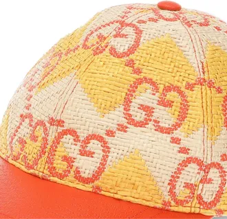 Gucci 7051653HAKX8475 Raffia-Effect GG Monogram Baseball Cap