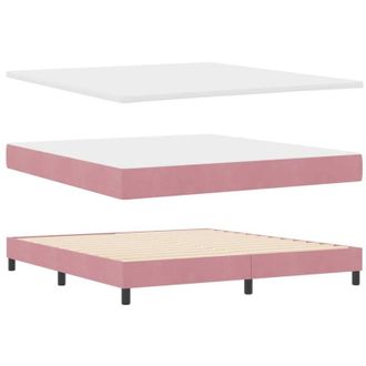 vidaXL Cama Con Somier Y Colch&oacute;n Negra 100x200 Cm Terciopelo Rosa Vidaxl