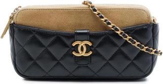 Chanel Pre-owned Phone Holder - Dames - Vintage Schoudertas - Zwart - ONE Size - Leer - Vintage