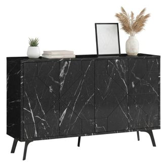 Dmora C&oacute;moda Earl, Aparador 6 Estantes, 12 Compartimentos, 6 Puertas, 123x35x77h Cm Gris