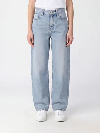 Calvin Klein Jeans baggy a vita alta in denim di cotone con cinque tasche
