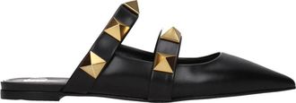 Valentino Garavani Zwarte leren studs muiltjes - Dames - Slip ons - Zwart - 35 1/2 EU - Schoenen