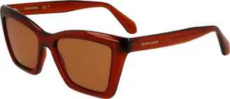 Ferragamo Ferragamo Womens 53 mm Transparent Rust Sunglasses