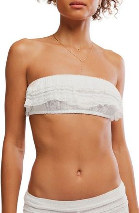 Free People Flirty Frill Bandeau Bikini Top in Clean Ivory at Nordstrom, Size X-Small