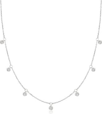 RS Pure by Ross-Simons Bezel-Set Diamond Drop Station Necklace in Sterling Silver