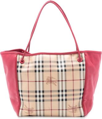 Burberry Pre-owned Burberry Small Leather Trimmed Haymarket Check Coated Canvas Canterbury Tote Ladies ITTIVGRO58CAL