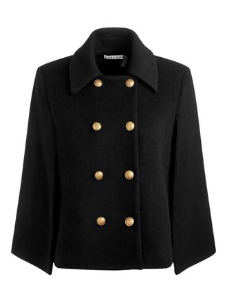 Alice & Olivia Reynalda double-breasted cape coat - women - Elastane/Viscose - M/L - Black
