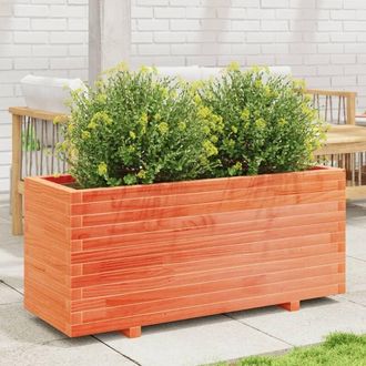vidaXL Vidaxl - Jardinera Madera Maciza De Pino Marr&oacute;n Cera 110x40x49,5 Cm