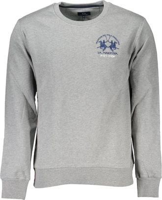 La Martina Grijze Sweatshirt met Geborduurd Logo - Heren - Sweatshirts - Grijs - XL - Hoodies & sweatvesten