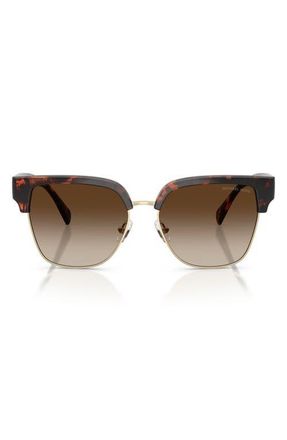 Michael Kors St. Eustatius 56mm Square Sunglasses in Dark Tortoise /Smoke Gradient at Nordstrom